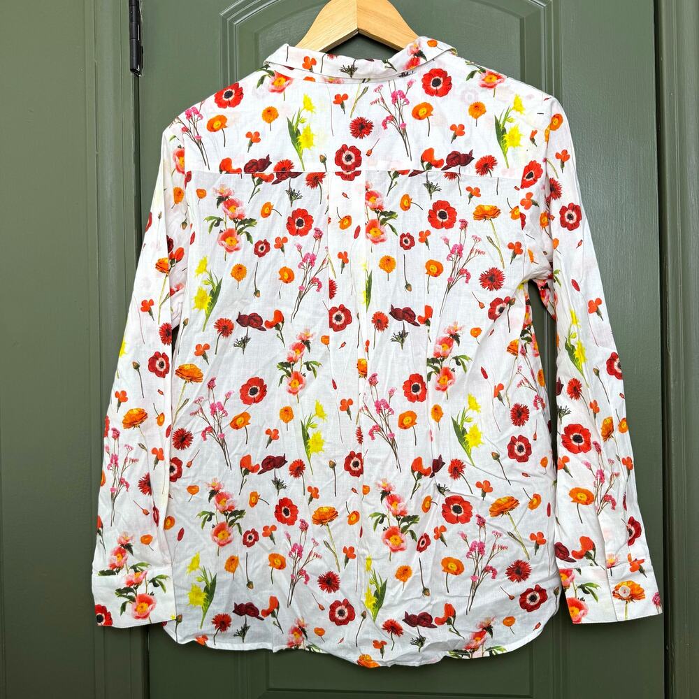 NWT Ro's Garden Copenhagen Button Up Floral Spring Shirt Red Avignon Yellow XS - Picture 4 of 5